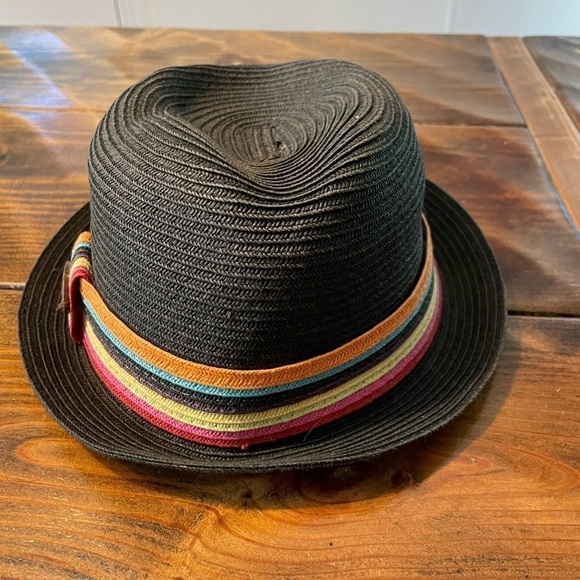 Black Panama Jack black fedora hat with colorful band. One size - Picture 5 of 7